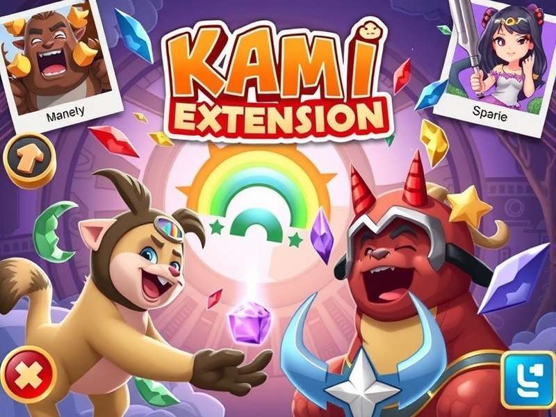 Close-up view of a digital puzzle interface with colorful patterns, representing the KAMI game and extension overlay