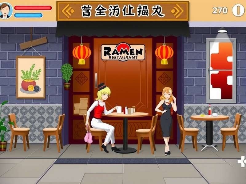 Steaming bowl of tonkotsu ramen with chashu pork, soft egg, and green onions in a cozy gaming-themed restaurant