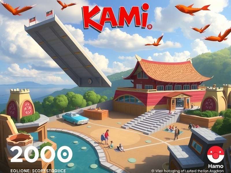 Ad Kami — KAMI game universe visual featuring golden emblem and mystical backdrop